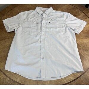 American Outdoorsman Fishing Shirt Men XL Light Gray Short Sleeve Hiking Outdoor